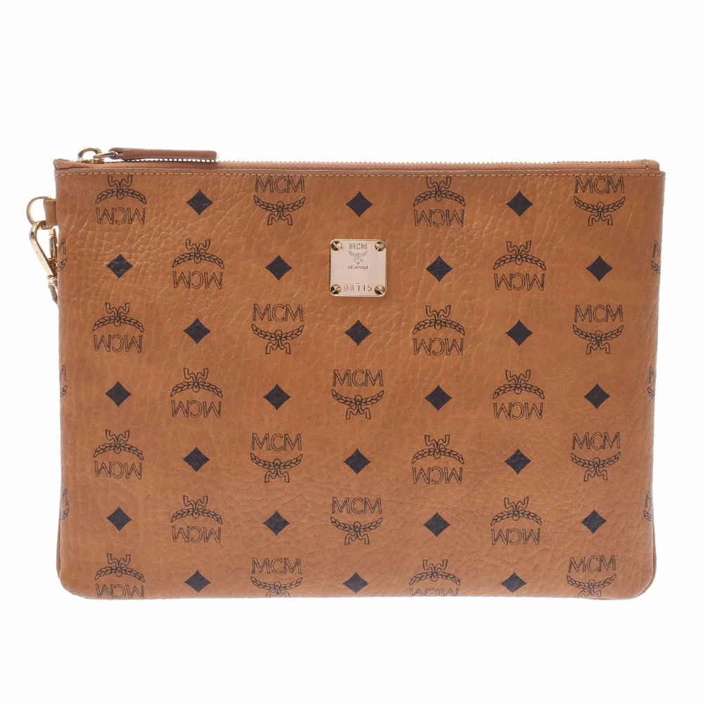 MCM Cognac brownish calfskin clutch bag